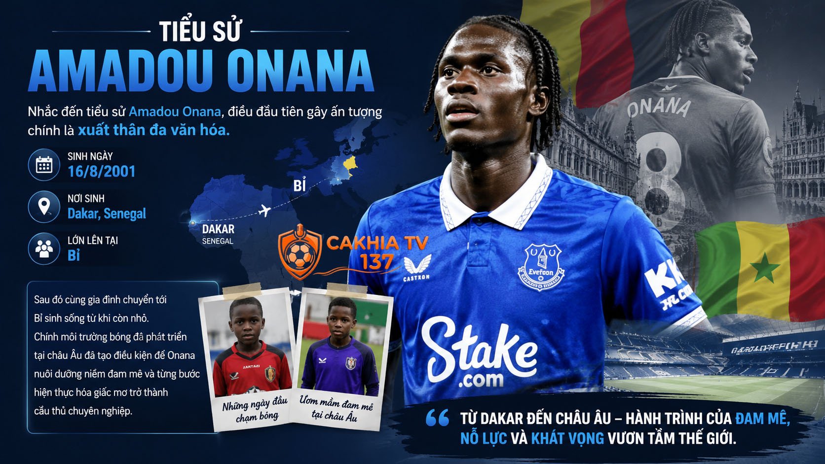 Nhắc đến tiểu sử Amadou Onana, điều đầu tiên gây ấn tượng chính là xuất thân đa văn hóa