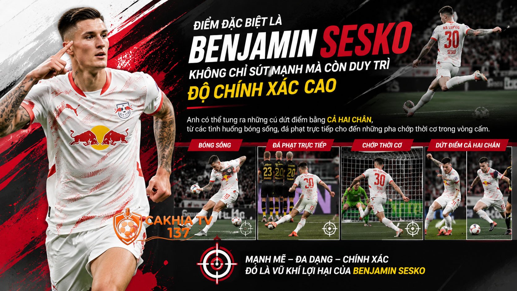 Khi nhắc đến tiểu sử Benjamin Sesko, không thể bỏ qua khả năng dứt điểm uy lực