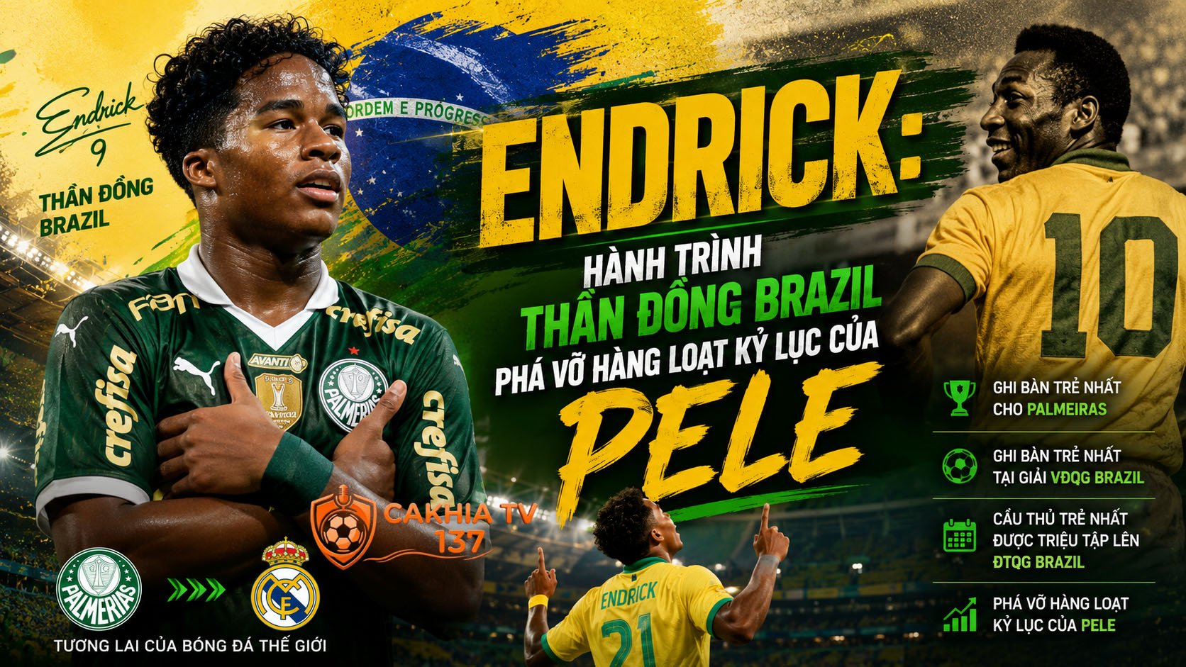 Tiểu sử Endrick: Hành trình thần đồng Brazil phá vỡ hàng loạt kỷ lục của Pele