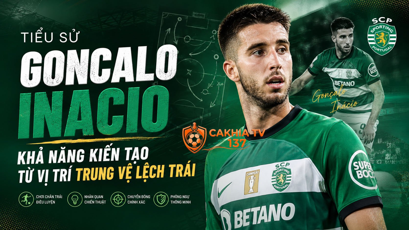 Tiểu sử Goncalo Inacio: Khả năng kiến tạo từ vị trí trung vệ lệch trái