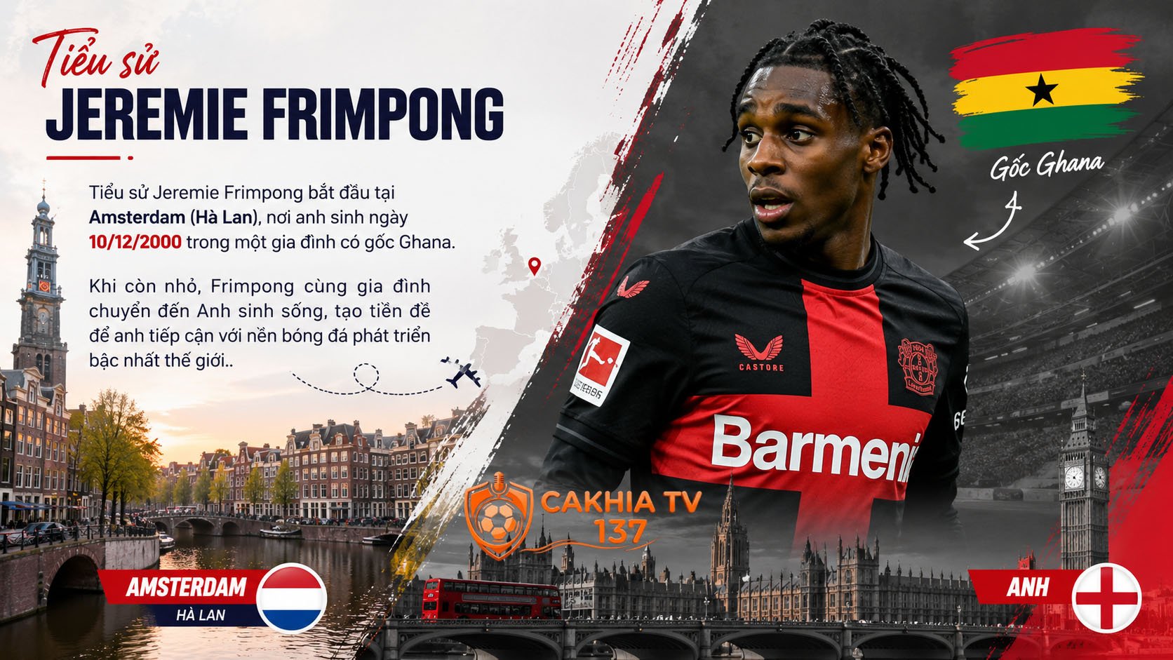 Tiểu sử Jeremie Frimpong bắt đầu tại Amsterdam (Hà Lan)