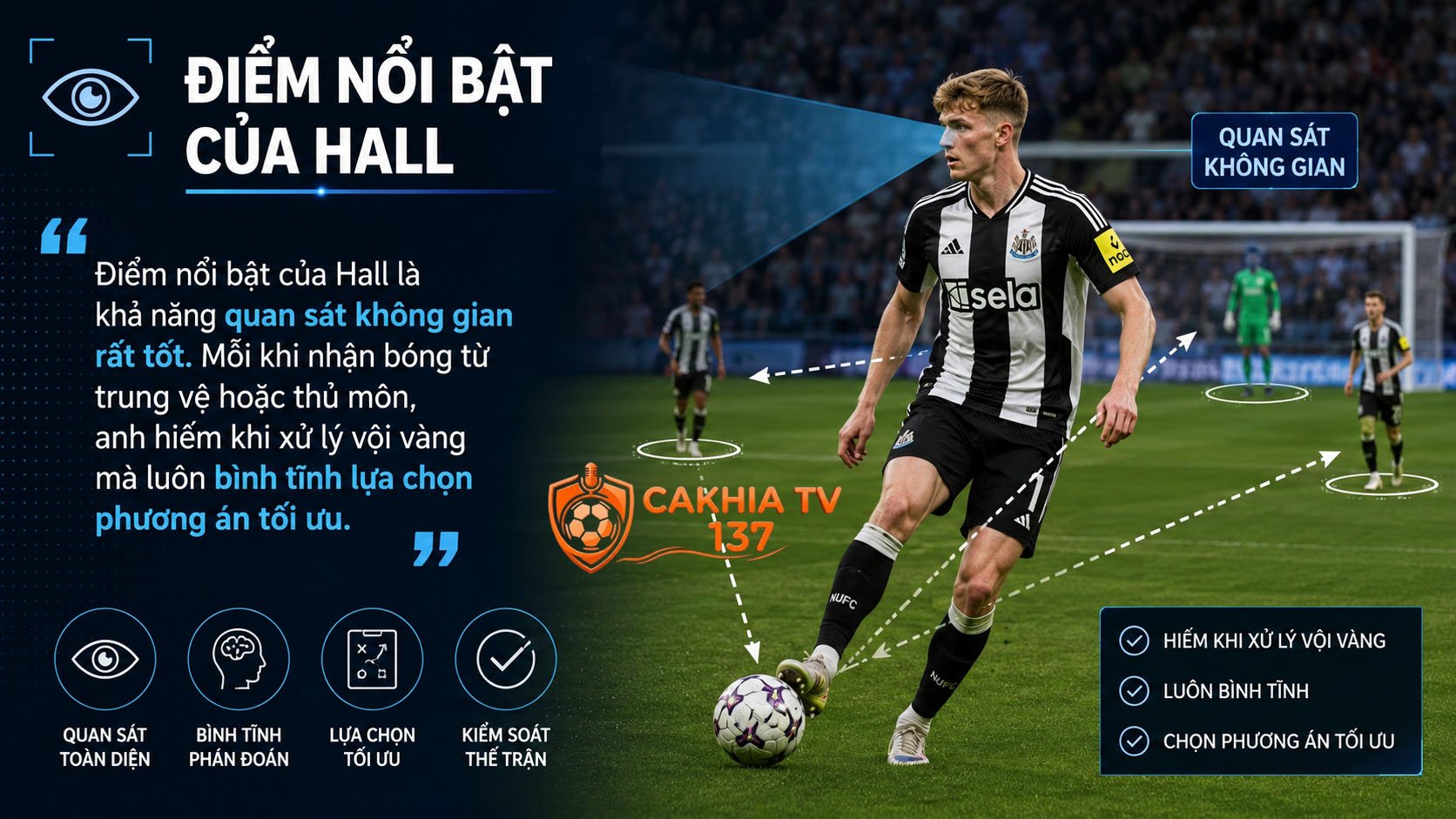 Điểm nổi bật của Hall là khả năng quan sát không gian rất tốt.