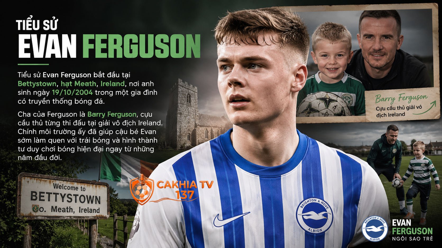 Tiểu sử Evan Ferguson bắt đầu tại Bettystown, hạt Meath, Ireland