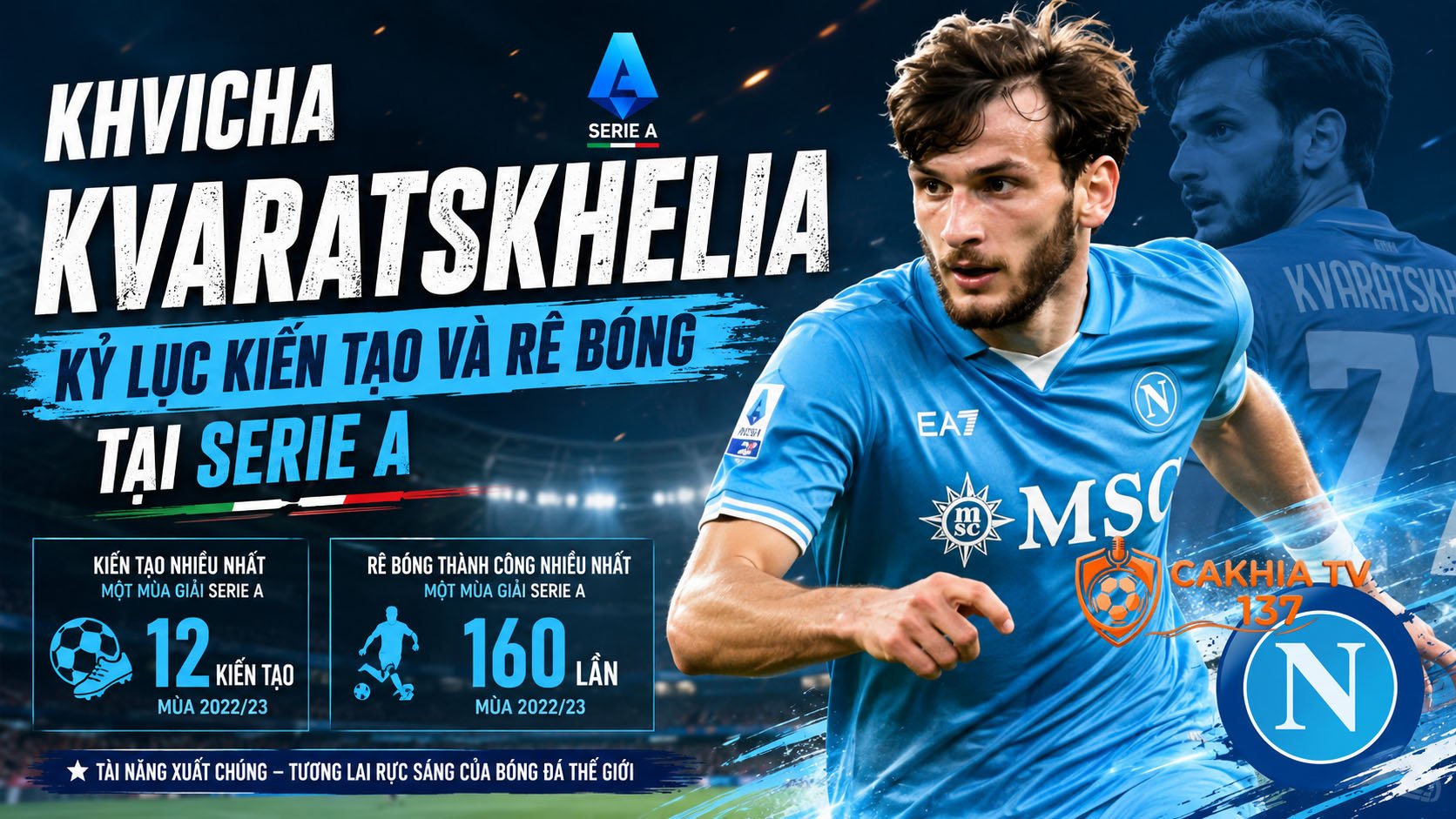 Tiểu sử Khvicha Kvaratskhelia: Kỷ lục kiến tạo và rê bóng tại Serie A