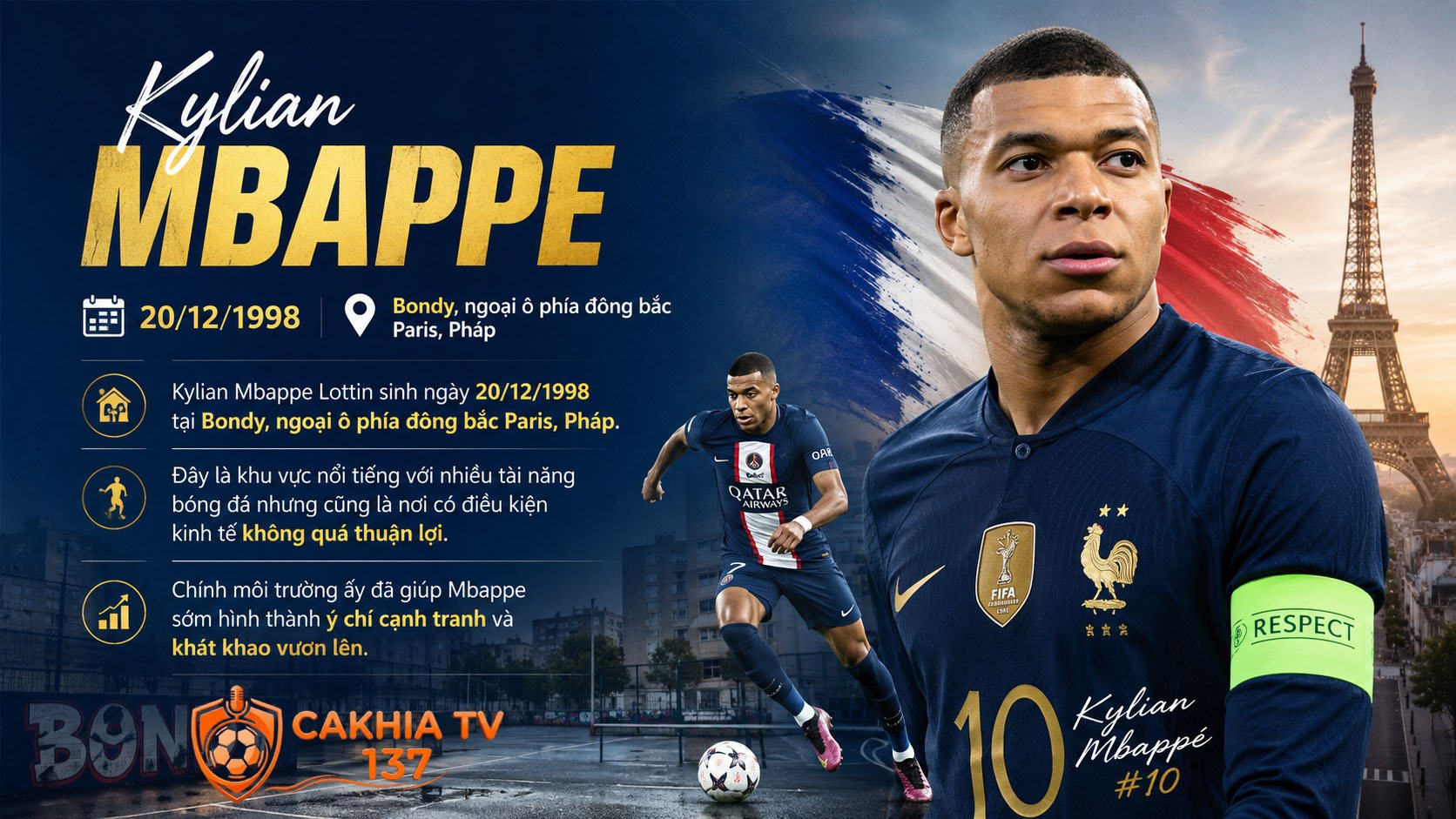 Nhắc đến tiểu sử Kylian Mbappe, người hâm mộ thường nhớ ngay đến hình ảnh một tiền đạo sở hữu tốc độ siêu hạng cùng khả năng ghi bàn đáng kinh ngạc