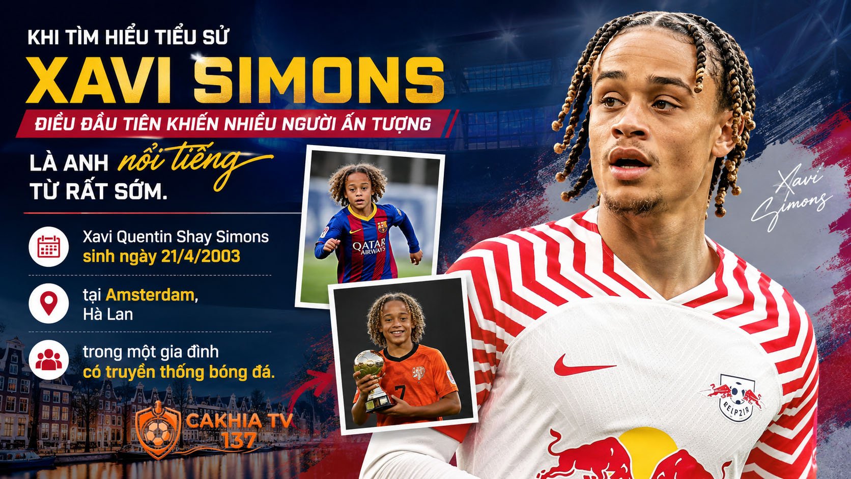 Tiểu sử Xavi Simons luôn là chủ đề nhận được sự quan tâm lớn từ người hâm mộ bóng đá hiện đại