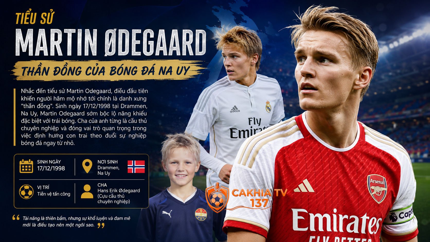 Nhắc đến tiểu sử martin odegaard, điều đầu tiên khiến người hâm mộ nhớ tới chính là danh xưng "thần đồng"
