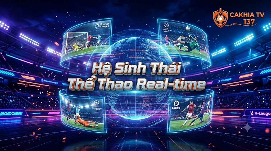 Bản đồ hệ sinh thái phát sóng trực tiếp bóng đá các giải đấu hàng đầu như Ngoại hạng Anh, Cúp C1, V-League tại Cakhia TV.